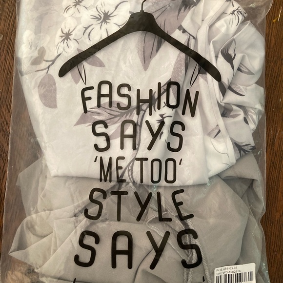 NWT-Grey Print Midi Dress With Thin Jacket Two Piece Outfit XL - Picture 7 of 7